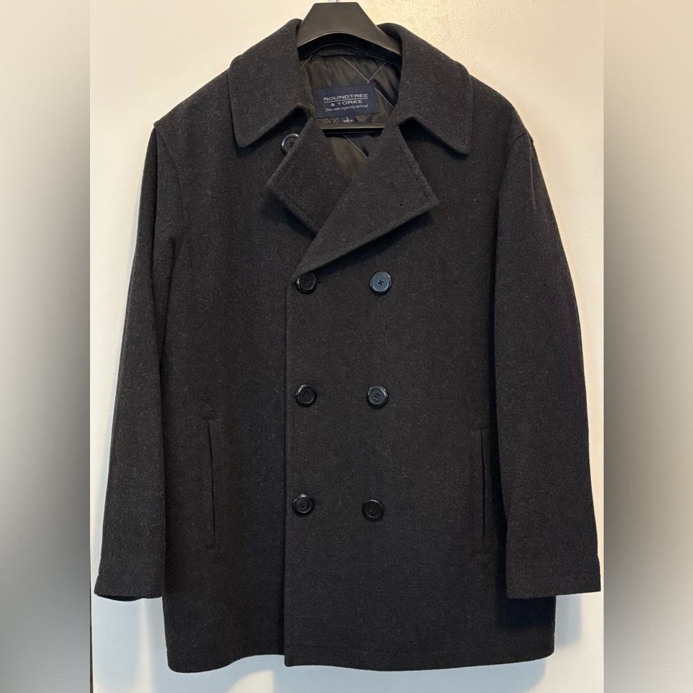 Roundtree & Yorke Charcoal Peacoat for Men